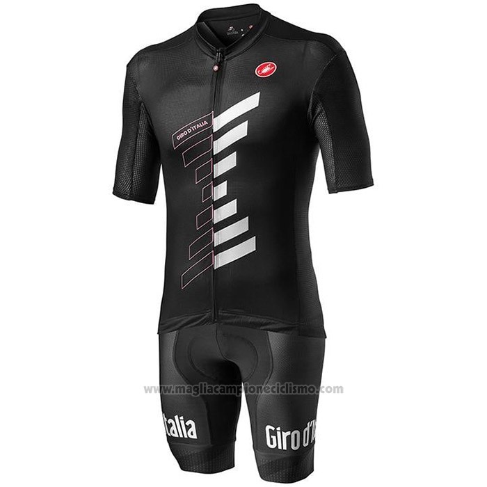 2020 Abbigliamento Ciclismo Giro d'Italia Nero Bianco Manica Corta e Salopette